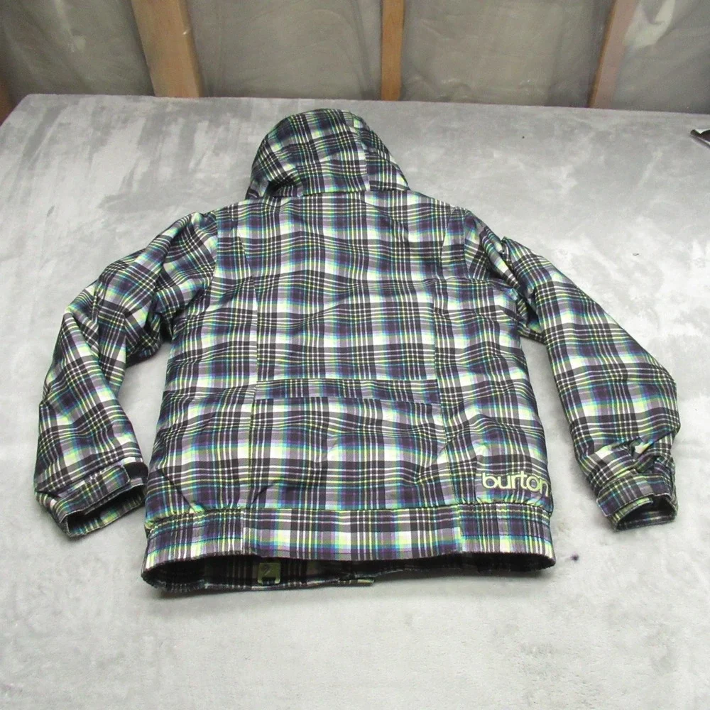 Burton Jacket Kids Small‎ Green Plaid Twist Bomber Dryride Ski Snowboard Winter